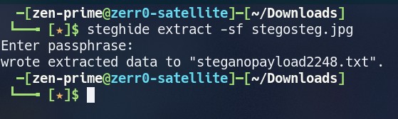 using steghide to extract data